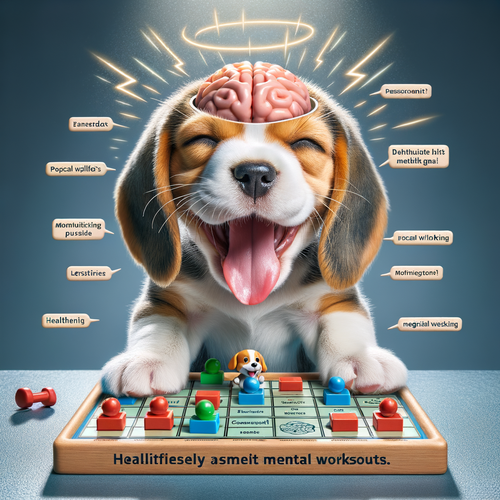 Happy Beagle pup enjoying brain games for mental stimulation, showcasing the positive impact of Beagle brain training on puppy happiness and brain health.