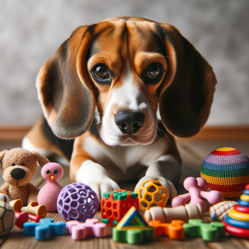 Beagle engaging in innovative enrichment activities like smart dog games and brain training exercises, showcasing creative Beagle stimulation ideas and intelligent dog enrichment.