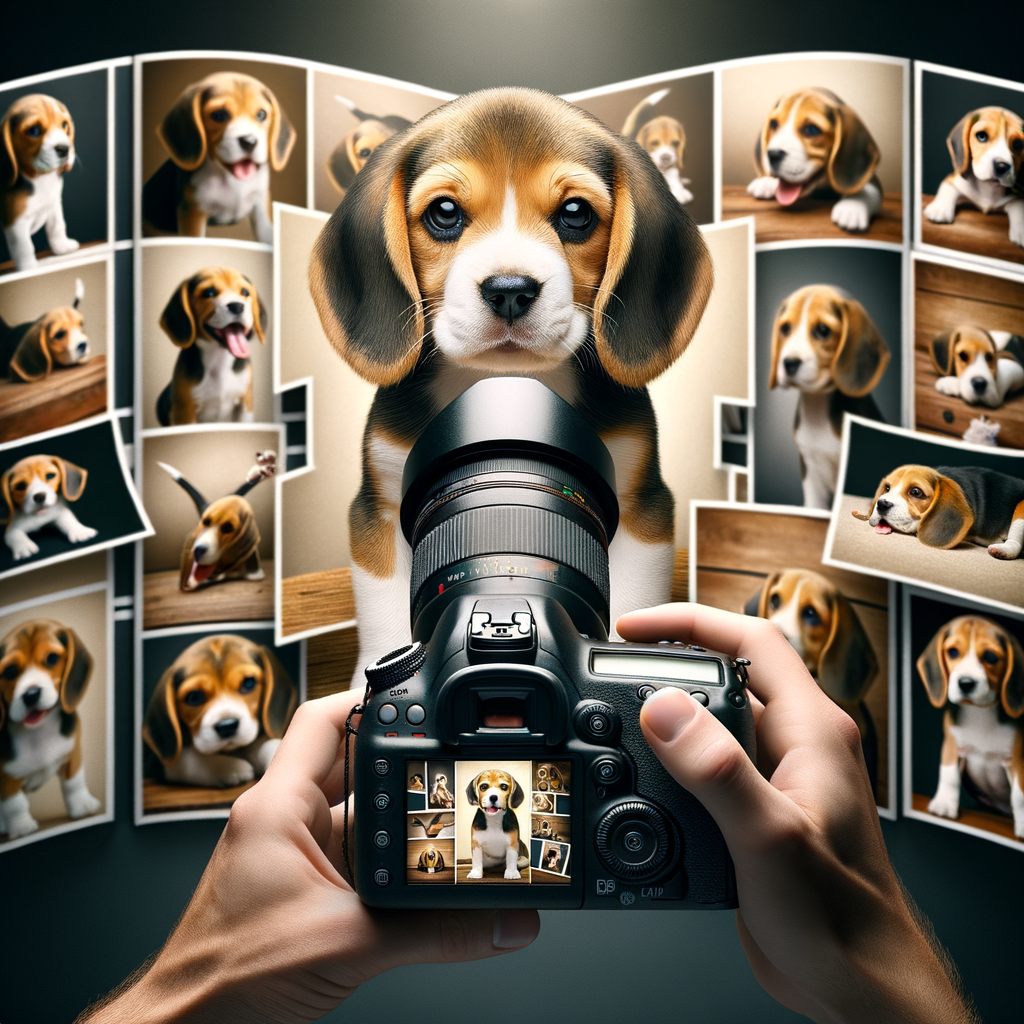 Beagle portrait photography capturing playful moments for Beagle life documentation, showcasing a Beagle photo album in pet photography