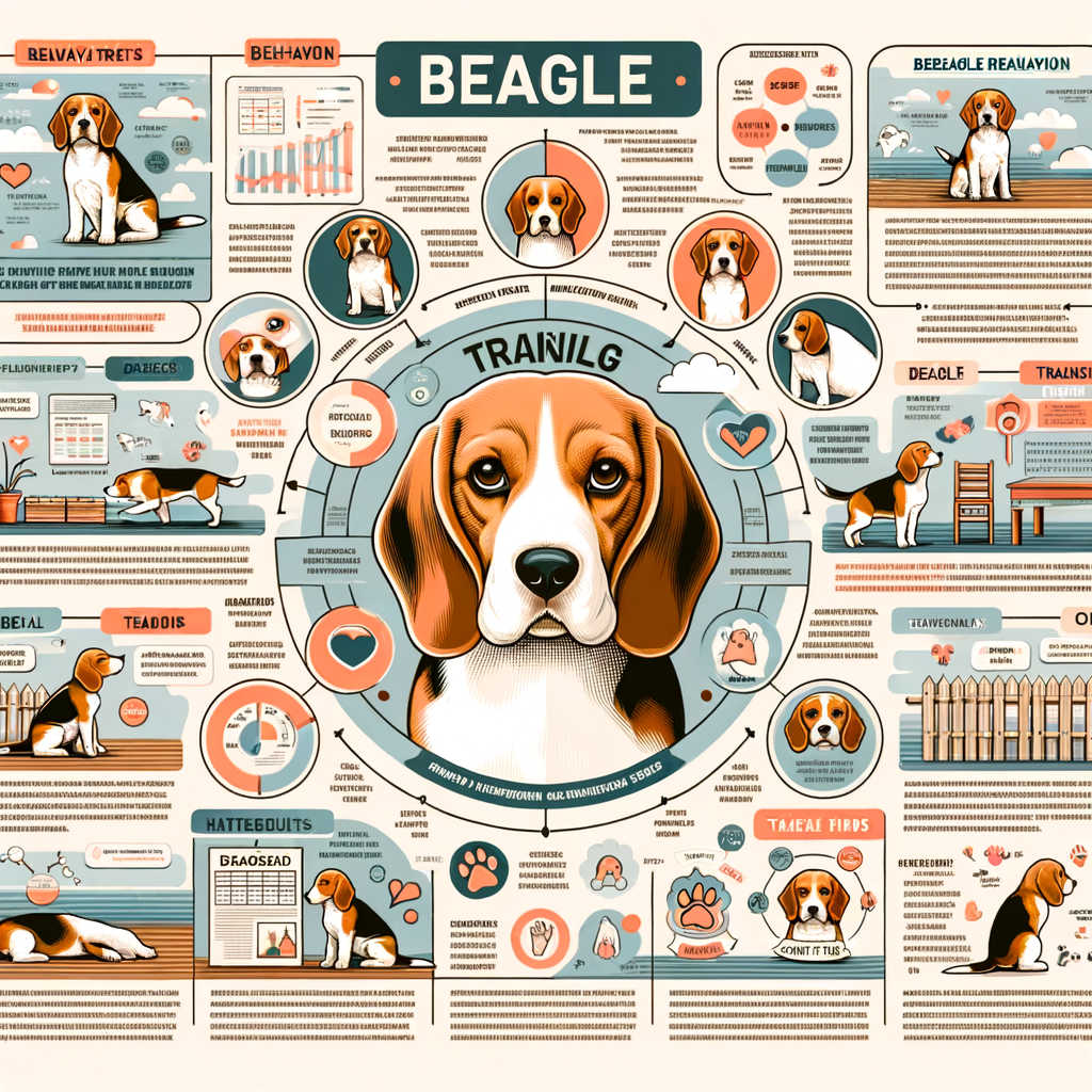 Infographic detailing Beagle behavior traits, understanding Beagle quirks, habits, and potential behavior problems, along with Beagle training tips and personality traits for a comprehensive Beagle behavior guide.