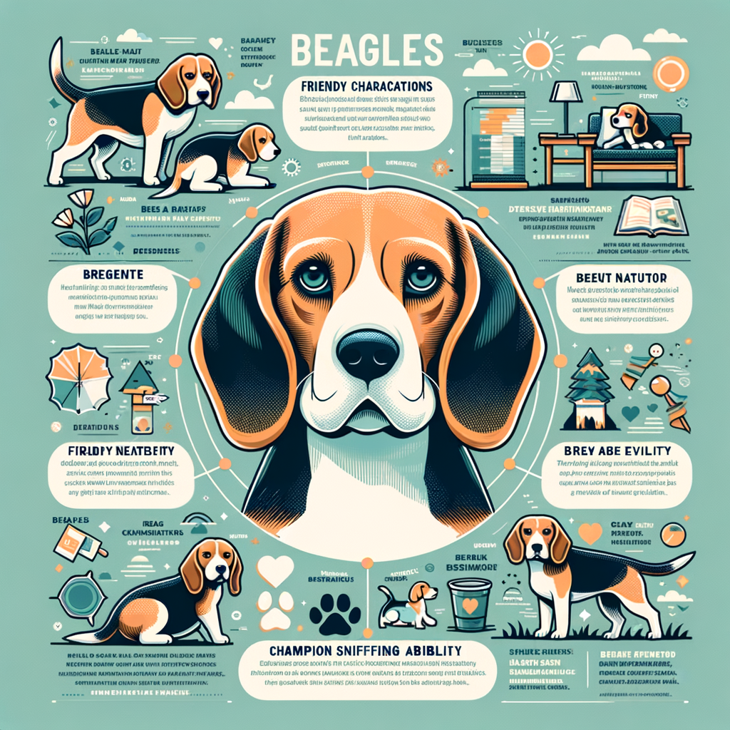 Infographic detailing unique features of Beagles, highlighting Beagle characteristics, personality traits, behavior, and temperament for better understanding of this dog breed.