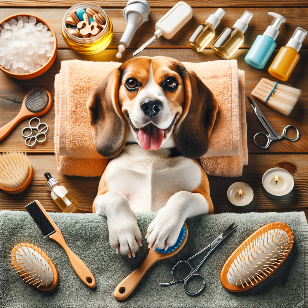 Beagle enjoying a DIY spa day at home, showcasing Beagle care tips and homemade dog spa treatments for home pet pampering