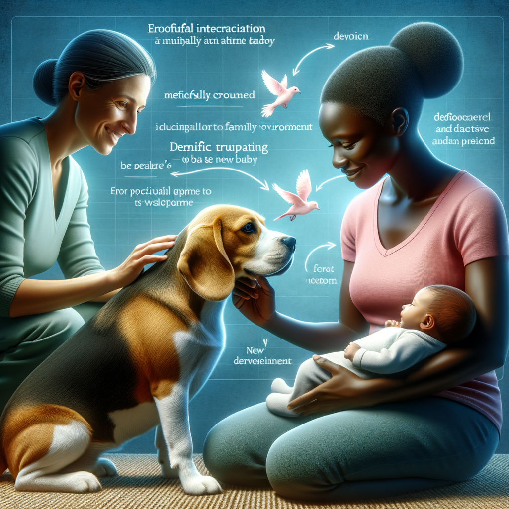 Beagle and baby bonding, demonstrating successful Beagle baby preparation and training for newborn family member integration