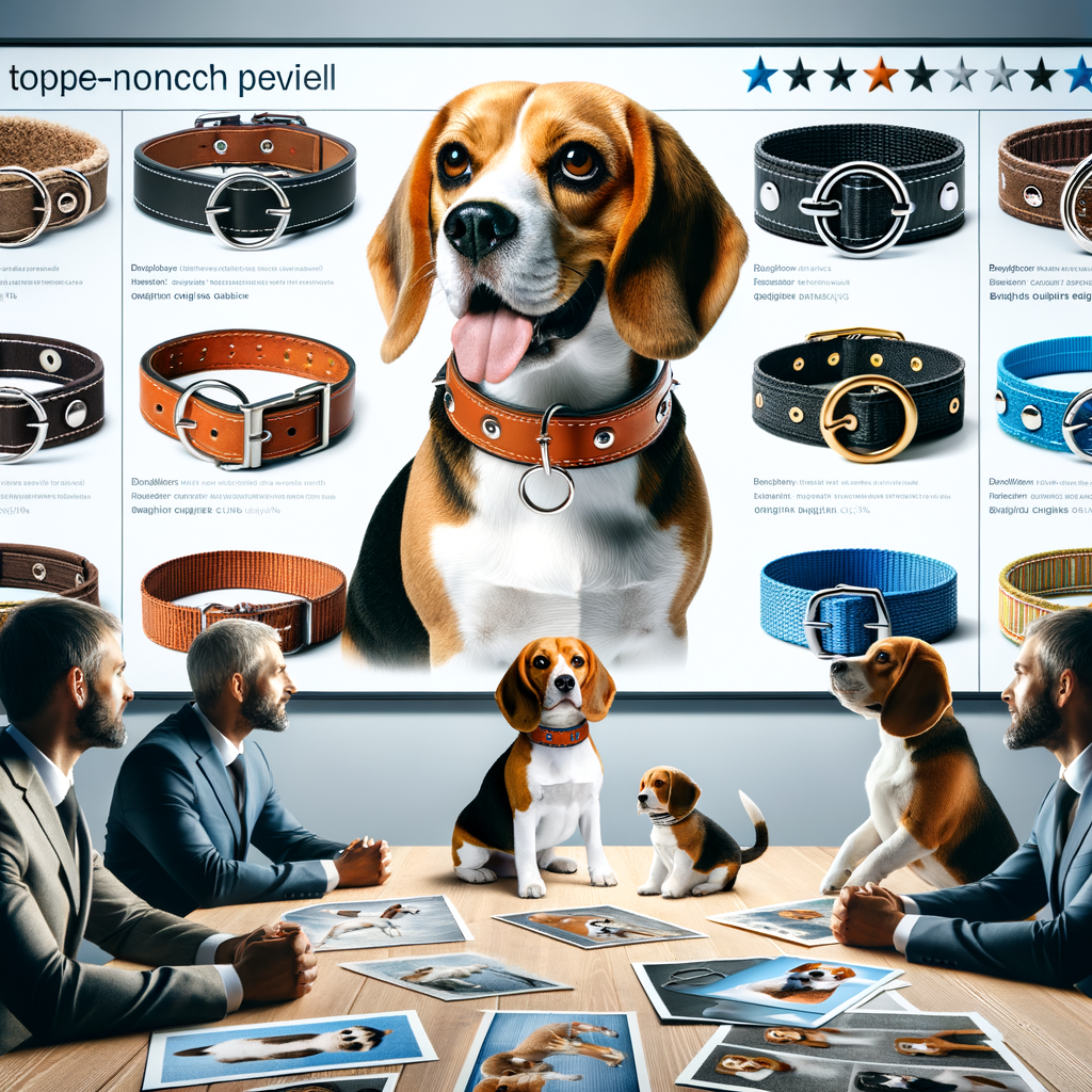 Selection of best Beagle collars displayed in a guide format, showcasing top collar options for Beagles, highlighting high-quality Beagle collar reviews and recommendations.