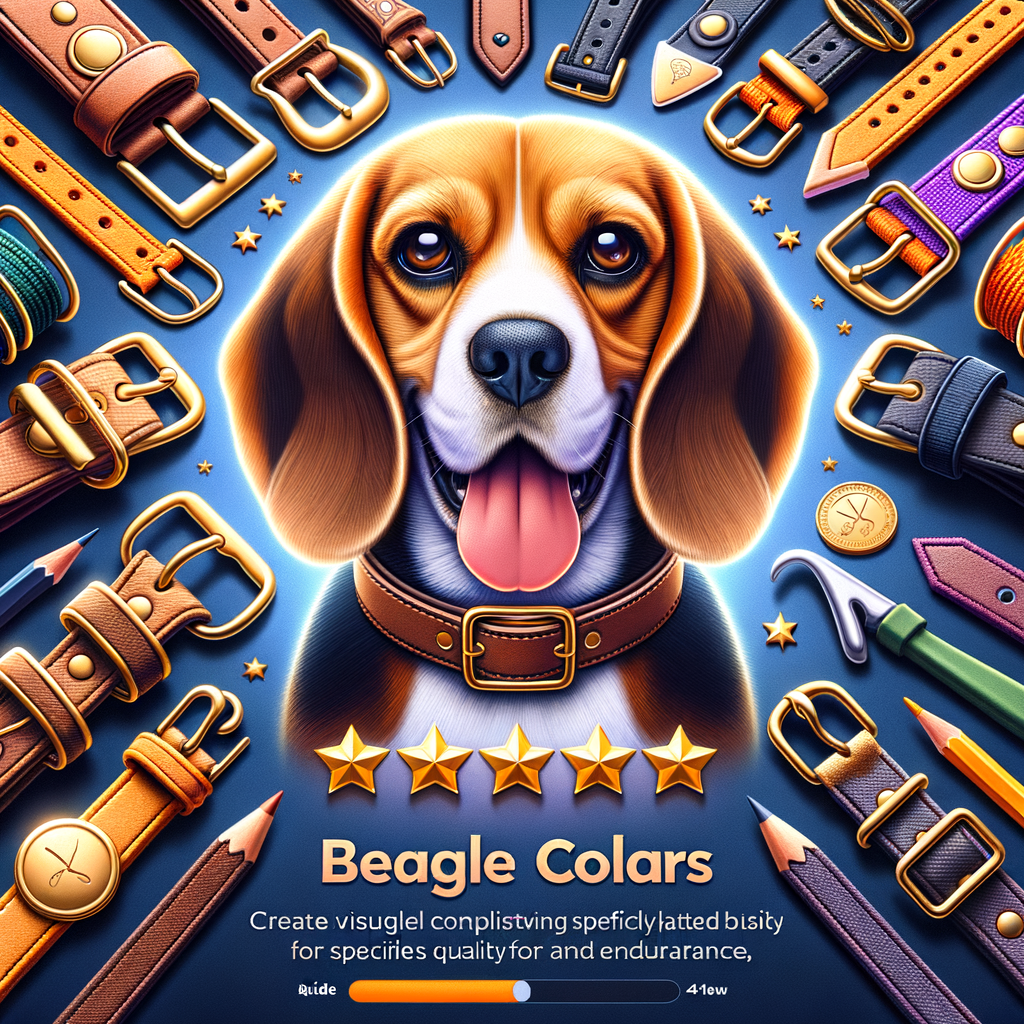 Top-rated Beagle collars in various high-quality styles, showcasing the best collar options for Beagles with a guide and review ratings for durability and recommendations.