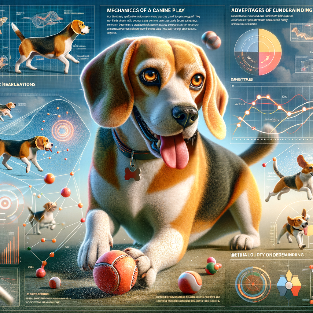 Scientific illustration of Beagle play behavior, highlighting the science of dog play, benefits of Beagle play, and Beagle behavior analysis for understanding play behavior in Beagles.