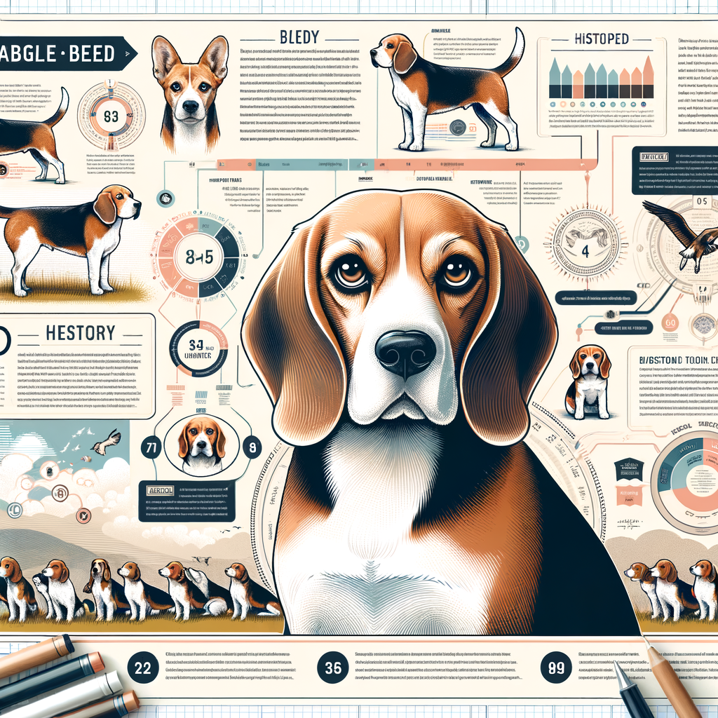 Infographic showcasing Beagle breed characteristics, origin, lineage, and fascinating facts about Beagles for a detailed history of Beagle breed article.