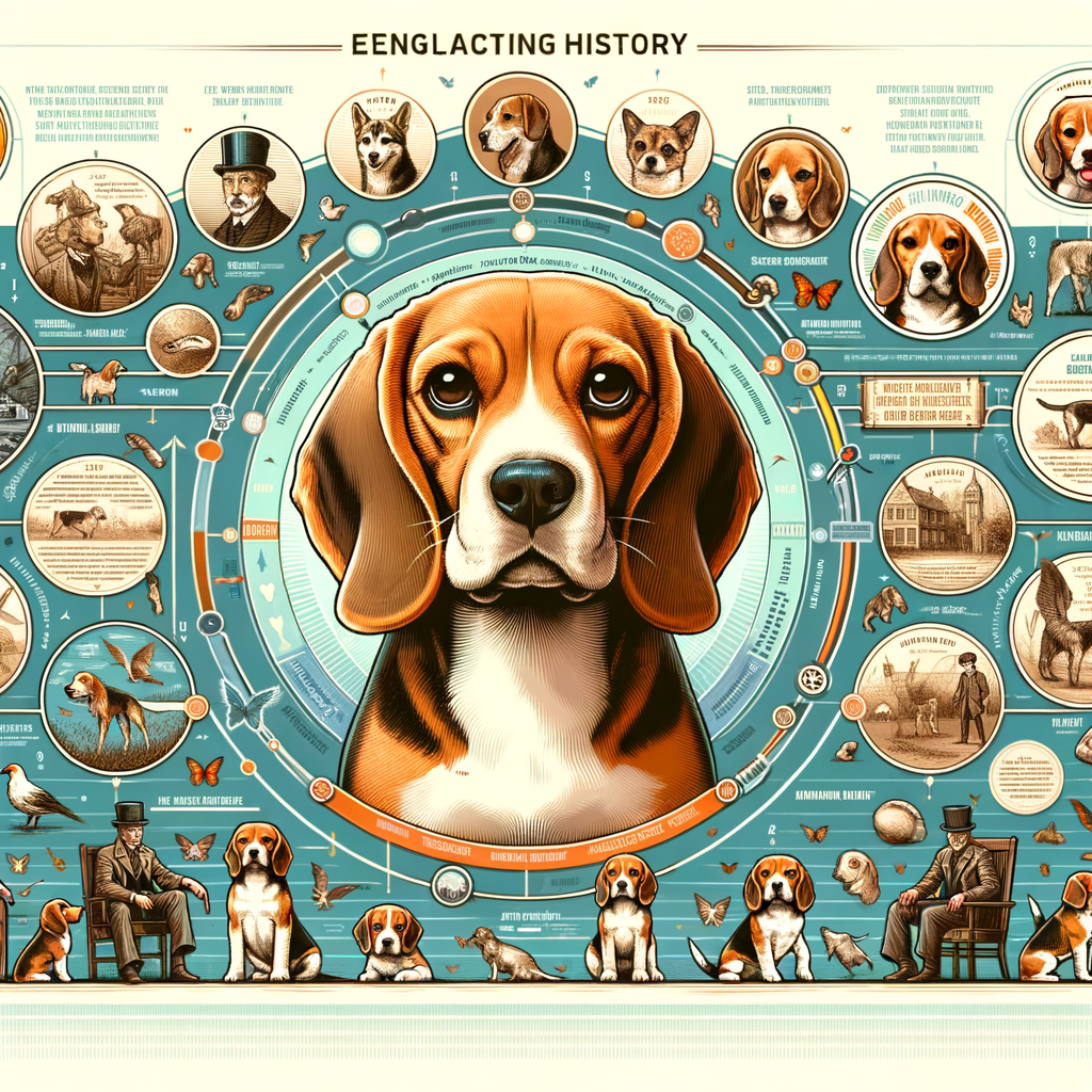 Engaging infographic detailing the Beagle Breed History, showcasing the Origin of Beagle Breed, their evolution, characteristics, and historical significance for the article 'Eager to Explore the Fascinating History of the Beagle Breed?