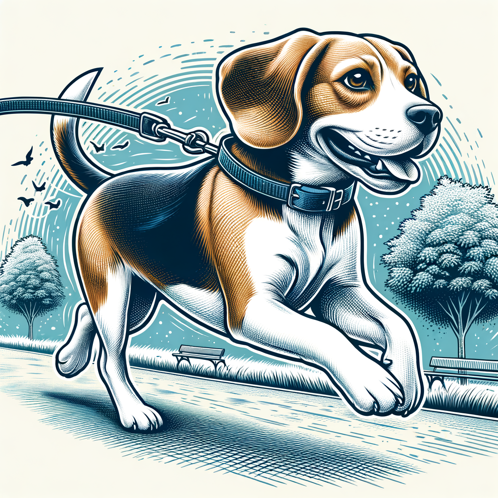 Active Beagle in park demonstrating Beagle training tips and exercise routines, highlighting the exercise needs and high activity level of Beagles for a healthy lifestyle.