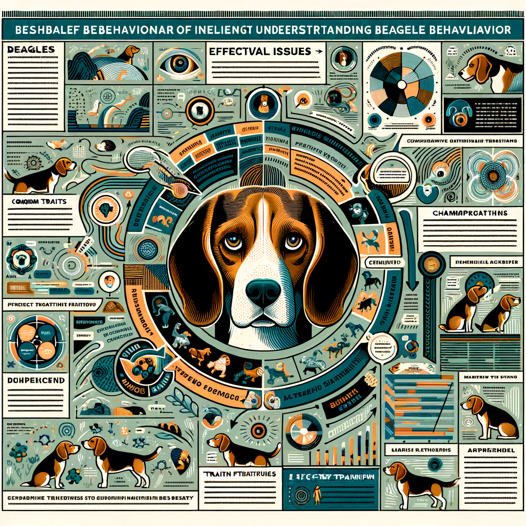 Infographic detailing Beagle behavior traits, patterns, issues, and training methods, inviting a deep dive into the mystery of understanding Beagle behavior.