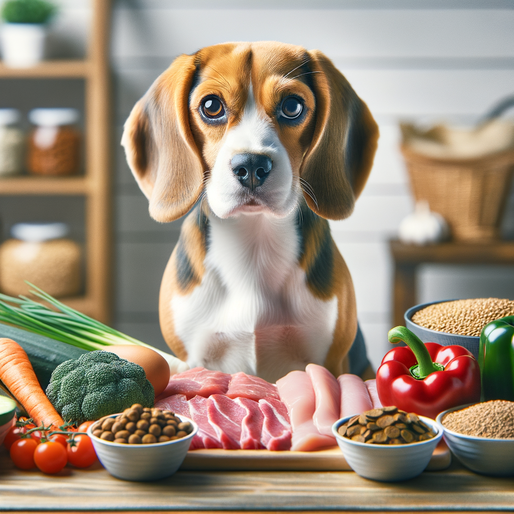 Happy Beagle eagerly awaiting a nutritious homemade dog meal, showcasing the delicious DIY Beagle food you can prepare with our Homemade Beagle Recipes for a healthy Beagle diet.