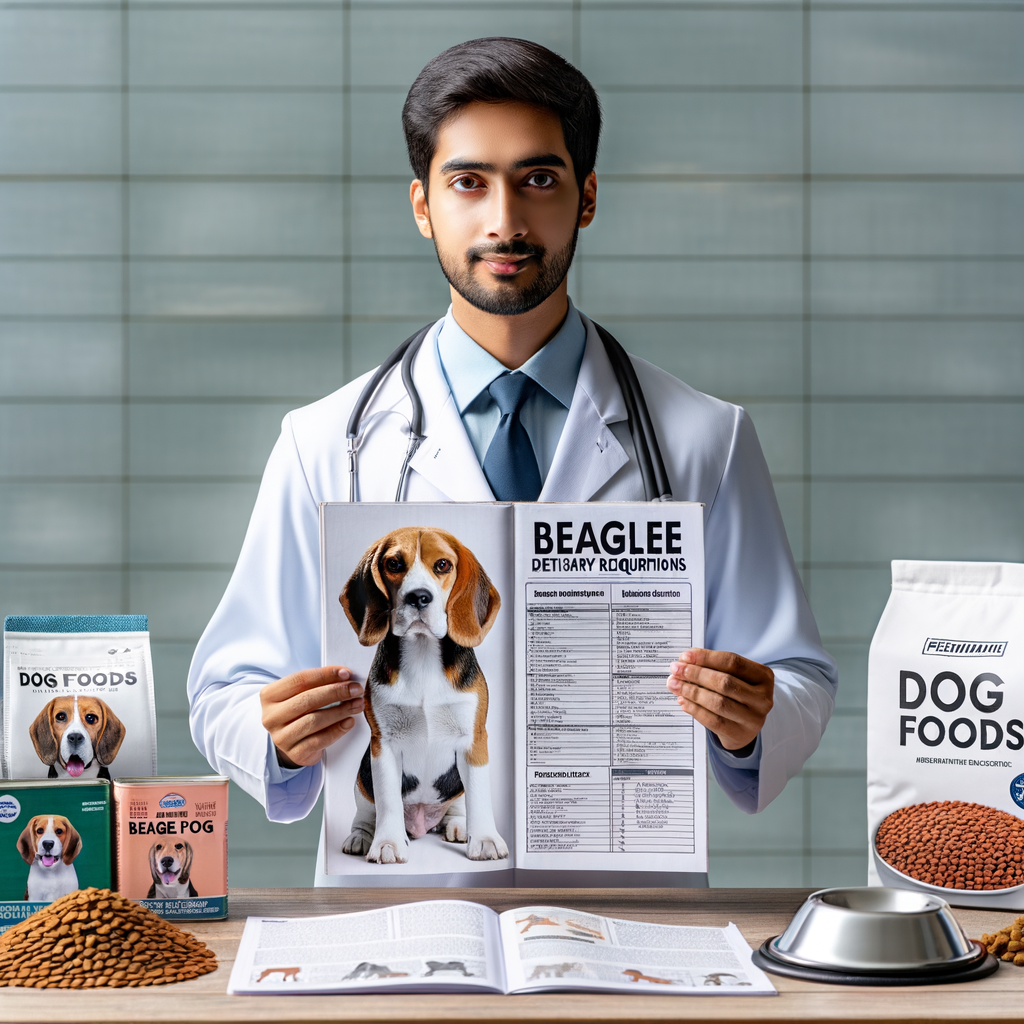Veterinarian discussing Beagle diet and nutrition, showcasing best food for Beagles, Beagle puppy diet, and managing Beagle food allergies using a Beagle feeding guide and high-quality dog food for Beagles.