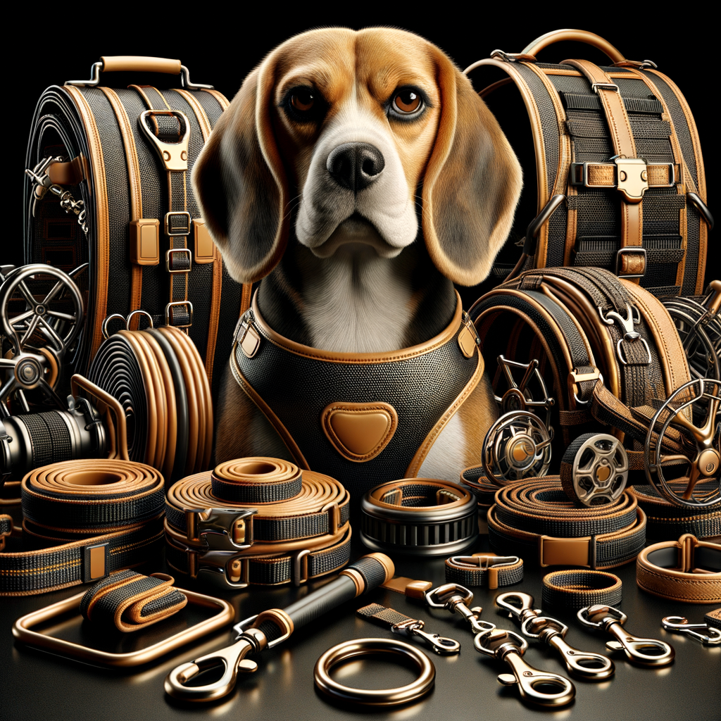 Variety of top-quality Beagle dog accessories including durable Beagle harnesses, best Beagle leashes, and Beagle walking gear for training and walking.