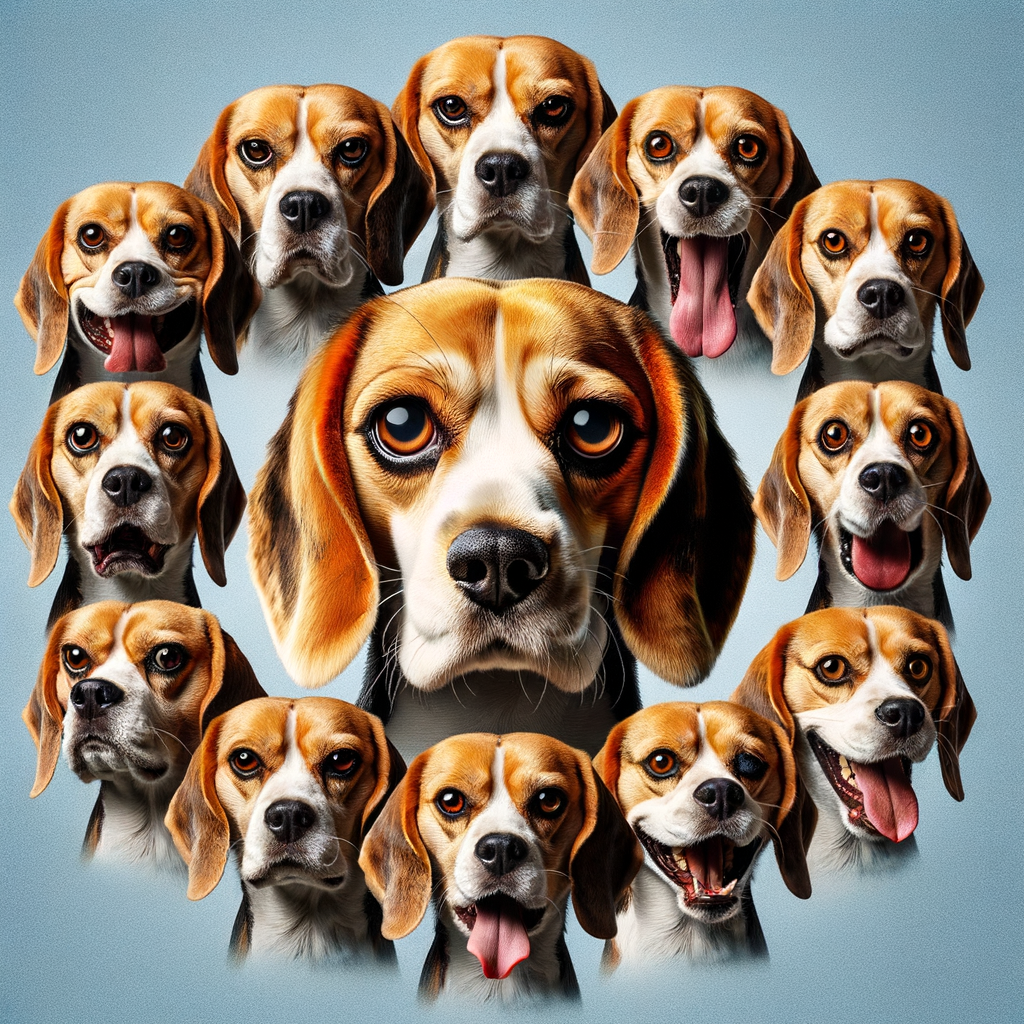 Beagle showcasing a range of mood swings, highlighting Beagle behavior patterns, temperament, and emotional behavior for understanding Beagle moods and managing mood disorders.
