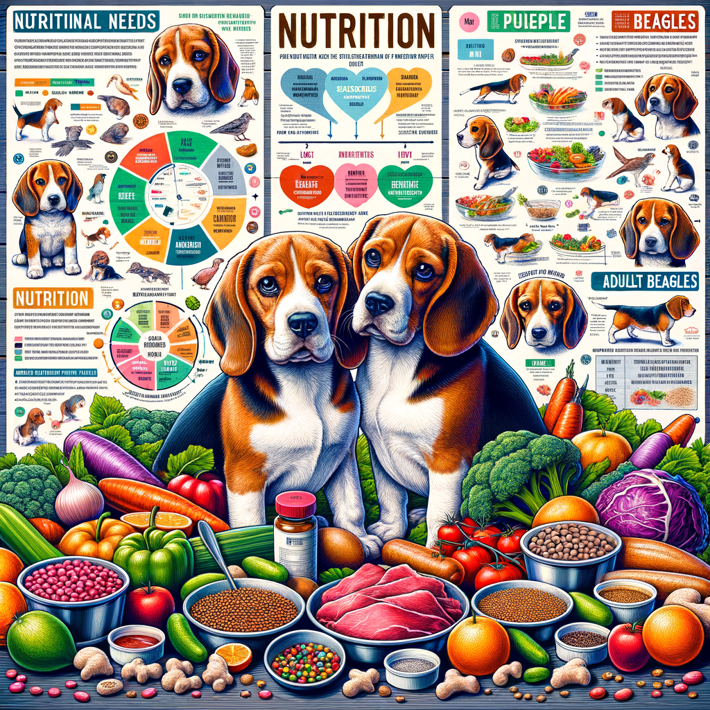 Comprehensive Beagle nutrition guide illustrating healthy food for beagles, beagle puppy nutrition, adult beagle dietary needs, best food options, nutritional supplements for beagles, and beagle feeding tips for optimal beagle health and nutrition.
