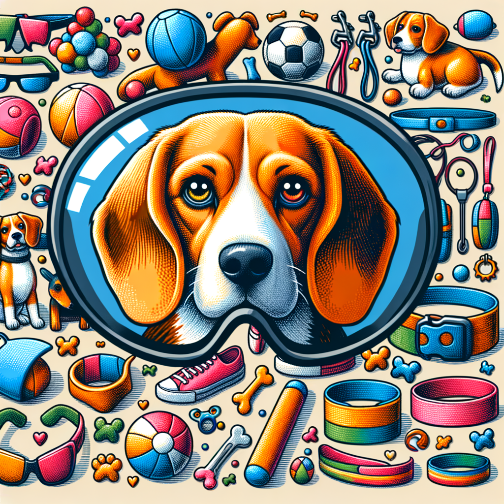 Variety of unique and personalized Beagle accessories including custom dog items, Beagle pet supplies, and Beagle dog gear, perfect for Beagle dog lovers.